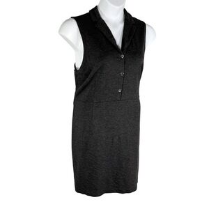 Brooks Brothers Charcoal Gray Button Up V Neck Dress